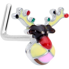 Load image into Gallery viewer, 20G 7.5mm Colorful Reindeer Christmas L Shape Nose Ring