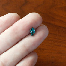 Load image into Gallery viewer, 16G 1/4 Green Synthetic Opal Black Fall Leaf Labret Monroe Tragus