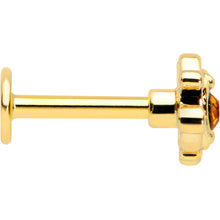 Load image into Gallery viewer, 16G 1/4 Yellow Gem Gold Tone Duet Scroll Labret Monroe Tragus