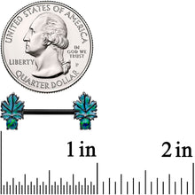 Load image into Gallery viewer, 14G 1/2 Green Synthetic Opal Black Fall Leaf Nipple Ring Set