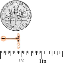 Load image into Gallery viewer, 16G 1/4 Pink CZ Gem Rose Gold Tone Butterfly Cartilage Tragus