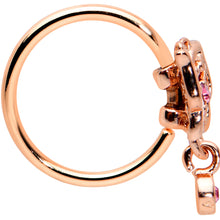 Load image into Gallery viewer, 20G 5/16 Pink CZ Gem Rose Gold Tone Geometric Butterfly Nose Hoop
