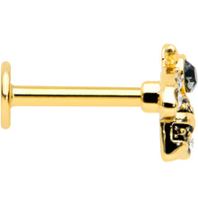 将图片加载到图库查看器,16G 5/16 Clear Black Gem Gold Tone Angular Bee Labret Tragus