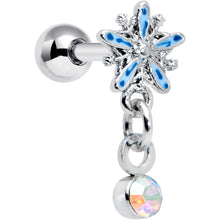 Load image into Gallery viewer, 16G 1/4 Aurora Gem Snowflake Blues Christmas Cartilage Tragus