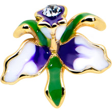 将图片加载到图库查看器,20G 7.5mm Clear Gem Golden Iris Flower L Shape Nose Ring