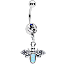 Load image into Gallery viewer, White Synthetic Opal Elegant Insect Dangle Belly Ring