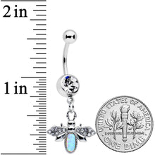 Load image into Gallery viewer, White Synthetic Opal Elegant Insect Dangle Belly Ring