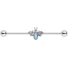 Load image into Gallery viewer, 14G White Synthetic Opal Elegant Insect Industrial Barbell 38mm