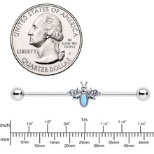 Load image into Gallery viewer, 14G White Synthetic Opal Elegant Insect Industrial Barbell 38mm