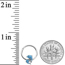 Load image into Gallery viewer, 16G 3/8 Black Gem Blue Leaping Dolphins Hinged Segment Ring