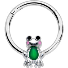 Load image into Gallery viewer, 16G 3/8 Green Groovy Frog Hinged Segment Ring