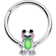 Load image into Gallery viewer, 16G 3/8 Light Green Groovy Frog Hinged Segment Ring