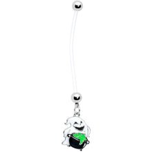 Load image into Gallery viewer, Clear Bioplast Green Goo Ghost Halloween Pregnancy Dangle Belly Ring