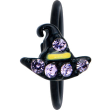 Load image into Gallery viewer, 20G 5/16 Clear Gem Black Witch Hat Halloween Nose Hoop