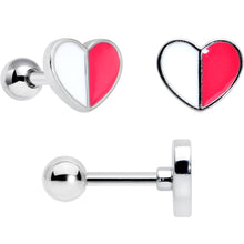Load image into Gallery viewer, 16G 1/4 Bear Pearlescent Striped Heart Cartilage Tragus Set of 3