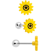 Load image into Gallery viewer, 16G 1/4 Bee Smile Flower Pearlescent Cartilage Tragus Set of 3