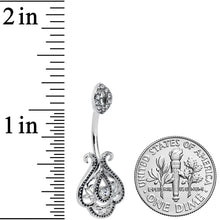 将图片加载到图库查看器,Clear Gem Art Deco Oval Scrollwork Double Mount Belly Ring