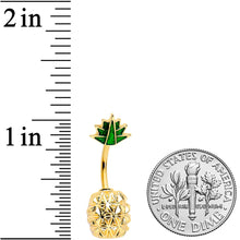 Load image into Gallery viewer, Gold Tone Textured Tropical Pineapple Double Mount Belly Ring