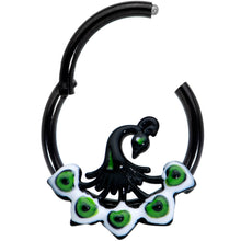 Load image into Gallery viewer, 16G 3/8 Black Green Perfect Peacock Hinged Segment Ring