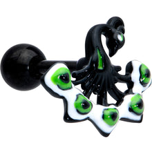 Load image into Gallery viewer, 16G 1/4 Black Green Perfect Peacock Cartilage Tragus Earring