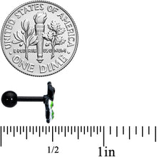 Load image into Gallery viewer, 16G 1/4 Black Green Perfect Peacock Cartilage Tragus Earring