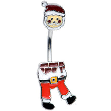Load image into Gallery viewer, Santa Stuck in Chimney Christmas Double Mount Belly Ring