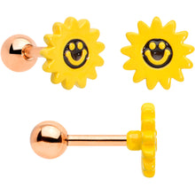Load image into Gallery viewer, 16G 1/4 Rose Gold Tone Bee Smile Flower Cartilage Tragus Set of 3