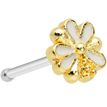 Load image into Gallery viewer, 20G 1/4 Gold Tone White Texture Daisy Flower Nose Bone