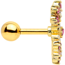 Load image into Gallery viewer, 16G 1/4 White Faux Opal Gold Tone Bunch Flowers Cartilage Tragus