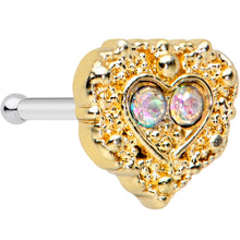 Load image into Gallery viewer, 20G 1/4 Aurora Gem Baroque Golden Heart Nose Bone