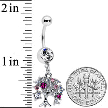 将图片加载到图库查看器,Clear Pink Gem Luscious Fruit Tree Dangle Belly Ring