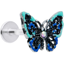 Load image into Gallery viewer, 16G 5/16 Aurora Gem Colorful Glam Butterfly Labret Monroe Tragus