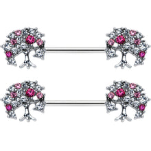 Load image into Gallery viewer, 14G 9/16 Clear Pink Gem Luscious Fruit Tree Nipple Ring Set