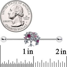 Load image into Gallery viewer, 14G Clear Pink Gem Luscious Fruit Tree Industrial Barbell 38mm
