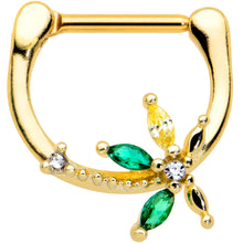 Load image into Gallery viewer, 16G 5/16 Clear Green Gem Gold Tone Palm Tree Cartilage Clicker