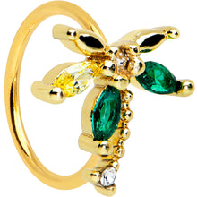 Load image into Gallery viewer, 20G 5/16 Clear Green Gem Gold Tone Sunlit Palm Tree Nose Hoop