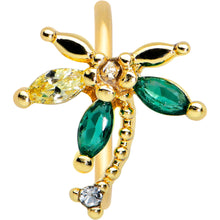 Load image into Gallery viewer, 20G 5/16 Clear Green Gem Gold Tone Sunlit Palm Tree Nose Hoop