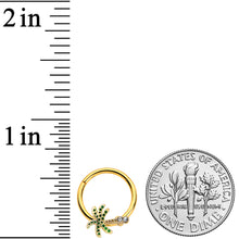 Load image into Gallery viewer, 16G 3/8 Gold Tone Retro Palm Tree Hinged Segment Ring