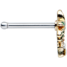 Load image into Gallery viewer, 20G 1/4 Clear Gem Gold Tone Retro Palm Tree Nose Bone