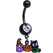 将图片加载到图库查看器,Clear Gem Black Boo Party Halloween Dangle Belly Ring