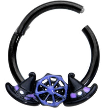 将图片加载到图库查看器,16G 3/8 Black Spider Web Witch Hat Halloween Hinged Segment Ring