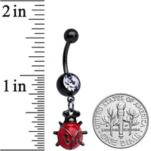 将图片加载到图库查看器,Clear Gem Black Classic Ladybug Insect Dangle Belly Ring