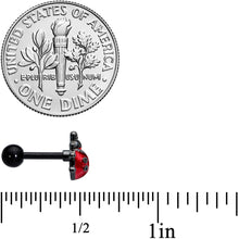 Load image into Gallery viewer, 16G 1/4 Black Classic Ladybug Cartilage Tragus Earring