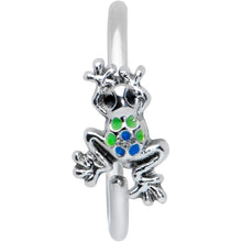 Load image into Gallery viewer, 20G 5/16 Black Gem Polka Dot Blue Green Frog Nose Hoop
