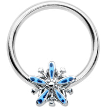 Load image into Gallery viewer, 16G 3/8 Snowflake Blues Christmas BCR Captive Charm Ring