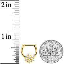Load image into Gallery viewer, 16G 6.9mm Clear Gold Tone Flower Snowflake Christmas Cartilage Clicker