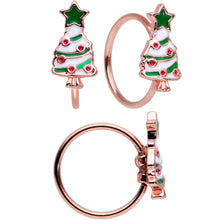 Load image into Gallery viewer, 20G 1/4 5/16 Red Gem Rosy Tone Christmas Nose Bone Hoop Set of 4