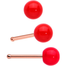 Load image into Gallery viewer, 20G 1/4 5/16 Red Gem Rosy Tone Christmas Nose Bone Hoop Set of 4