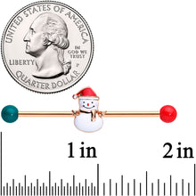 Load image into Gallery viewer, 14G Red Gem Snowman Christmas Industrial Barbell 38mm Set of 2