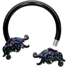 Load image into Gallery viewer, 16G 3/8 Black Fantasy Faerie Wings Horseshoe Circular Barbell